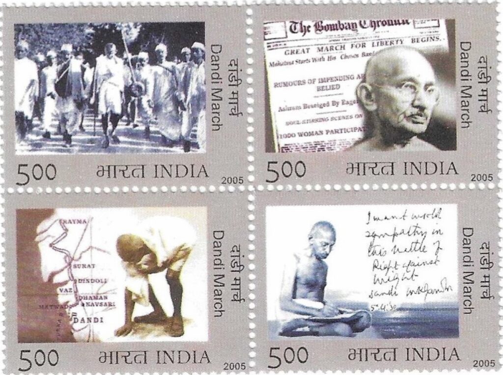 Stamps commemorating the Salt March