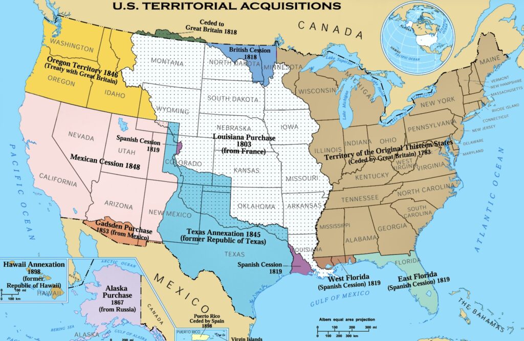 Map showing how the United States grew