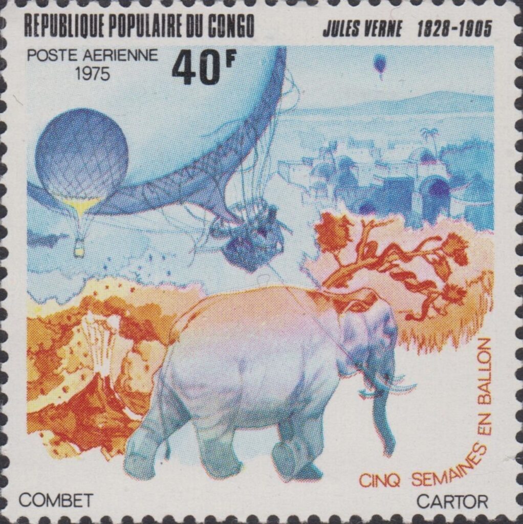 Congo stamp about Five Weeks in a Balloon
