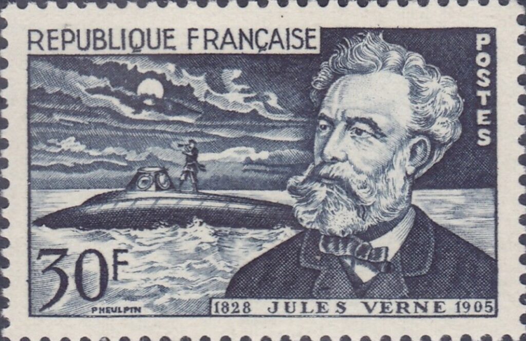 Jules Verne on French stamp
