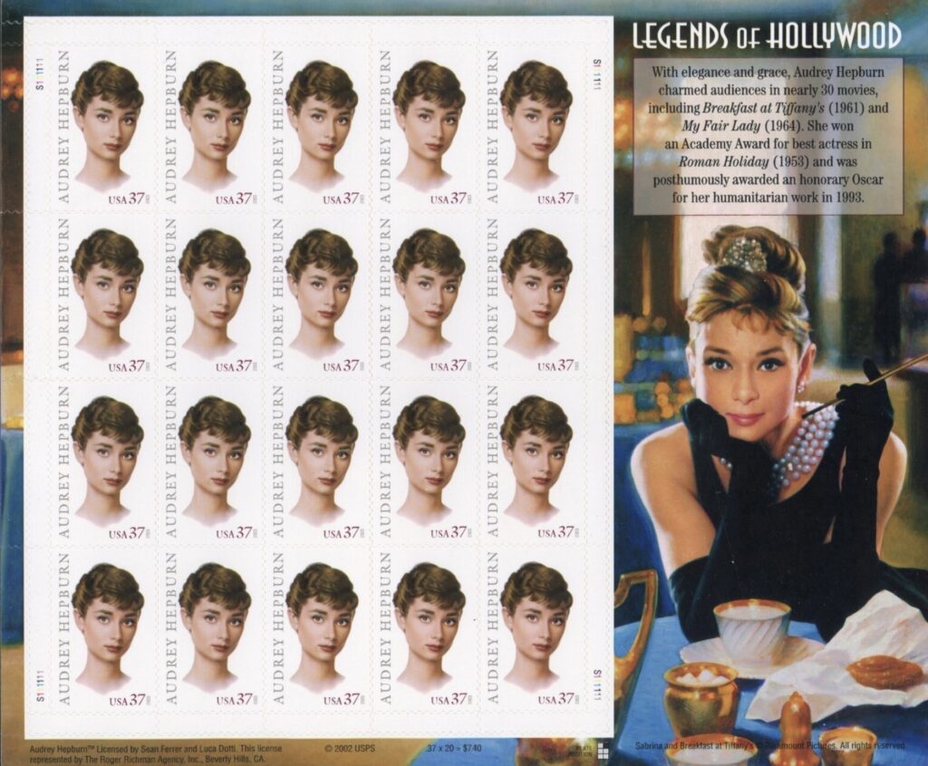 Legends of Hollywood sheet of Audrey Hepburn