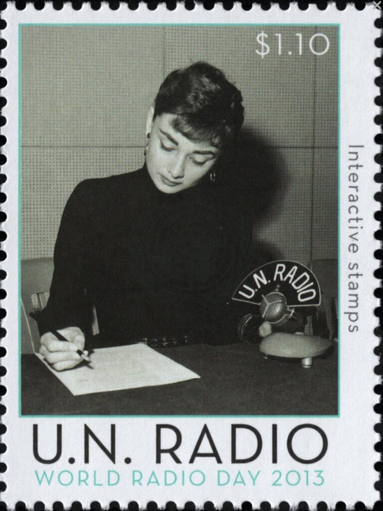Audrey Hepburn on U.N. Radio stamp