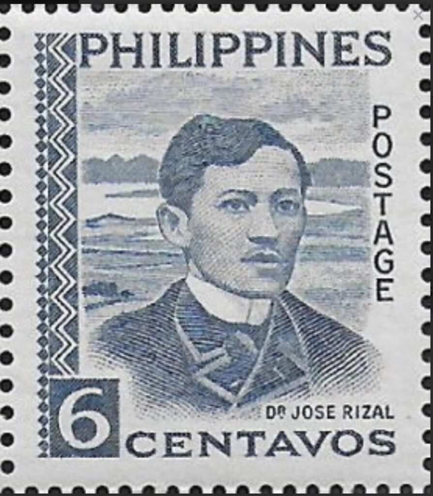 Jose Rizal on 6 centavo postage stamp
