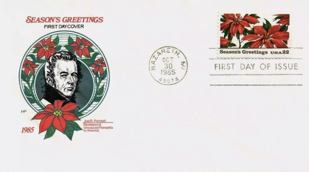 FDC for poinsettia, Christmas 1985