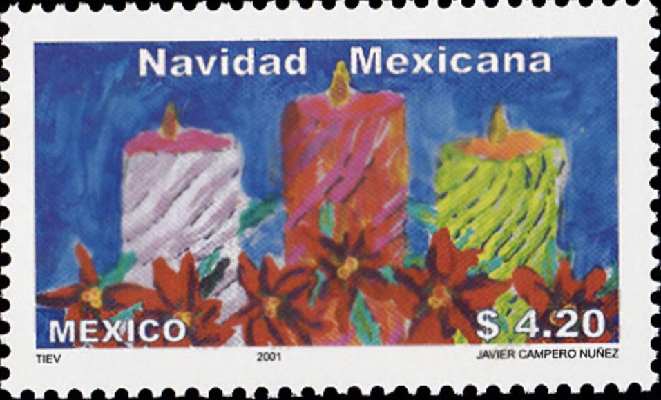 Mexican Christmas stamp featuring the poinsettia
