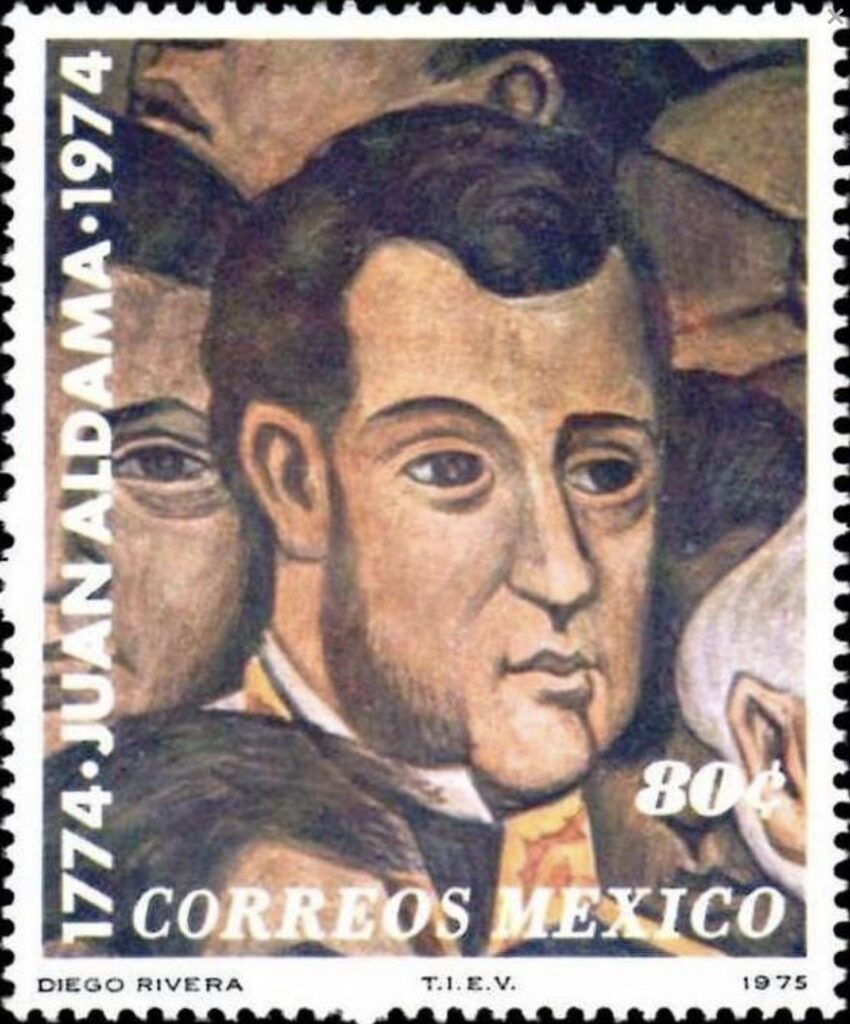 stamp featuring Juan Aldama