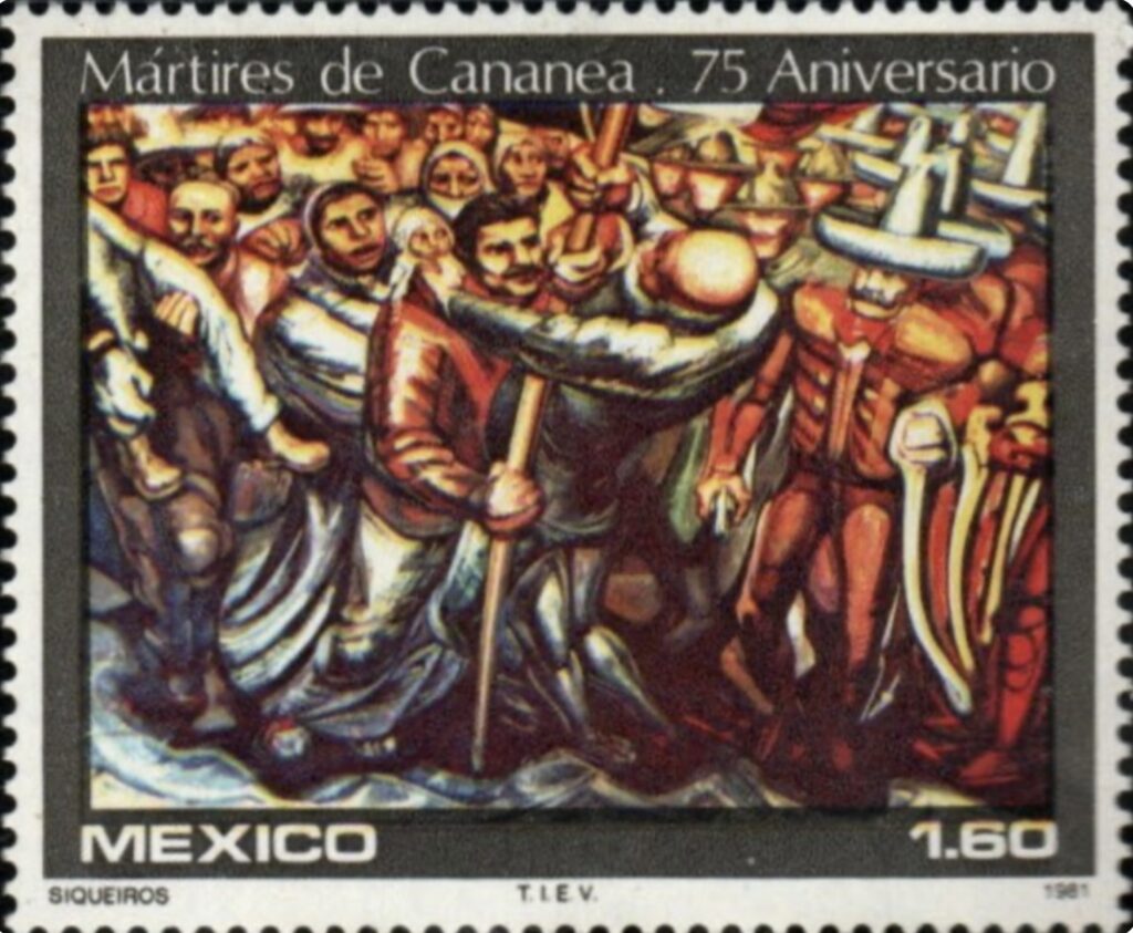 Stamp featuring 1906 strike at Cananea