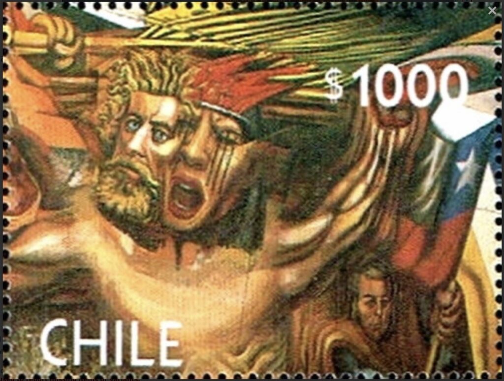 A Chilean stamp honoring Siqueiros