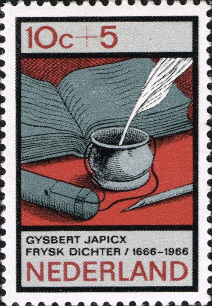 quill pen on stamp from the Netherlands
